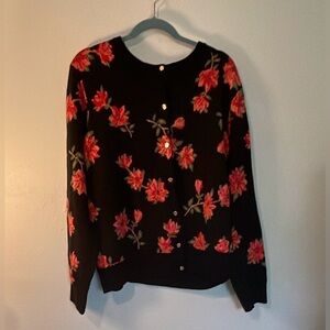 Bold floral cozy button front cardigan sweater size XXL
